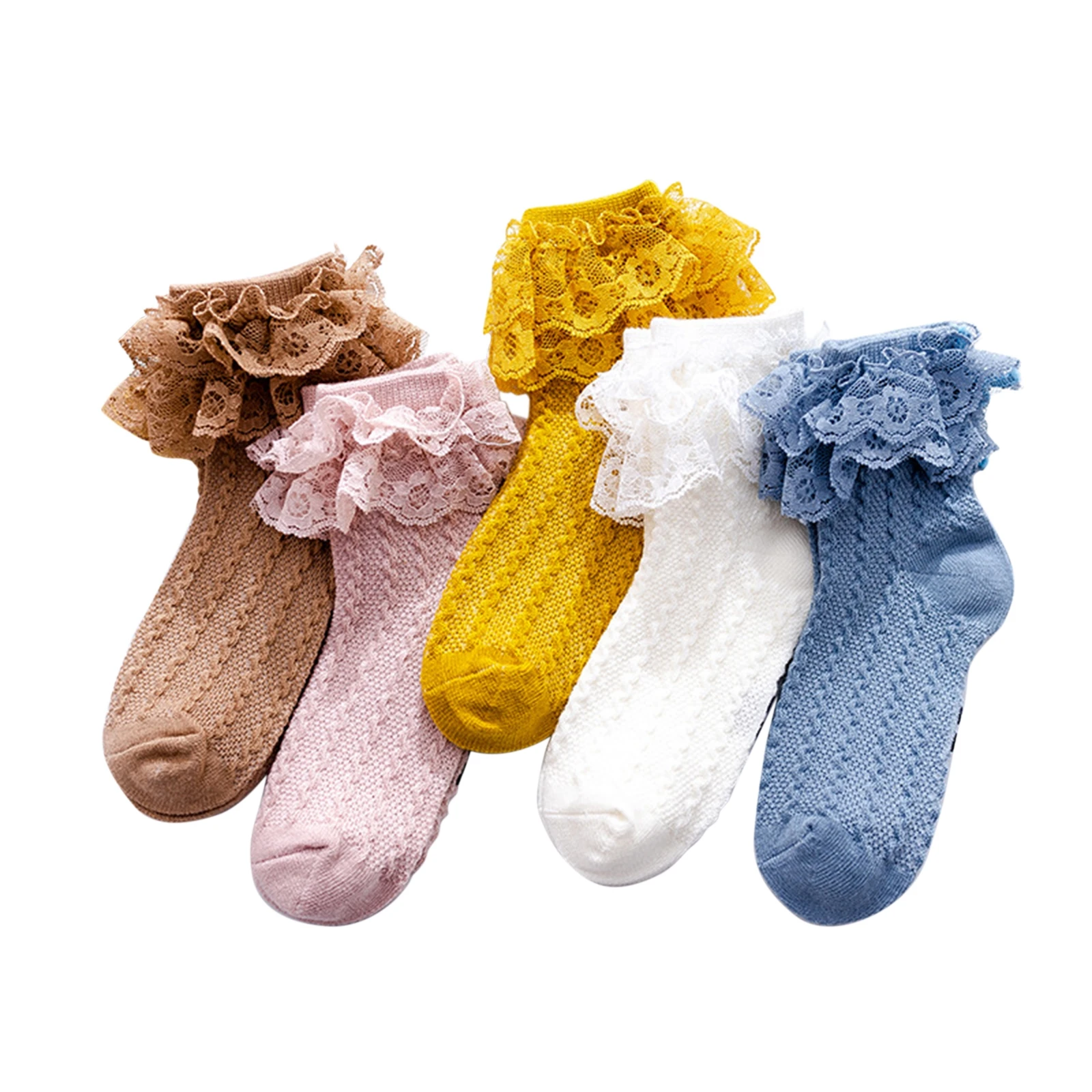 

Детские однотонные Дышащие носки для девочек, летние Мягкие сетчатые носки принцессы с кружевным подолом и оборками