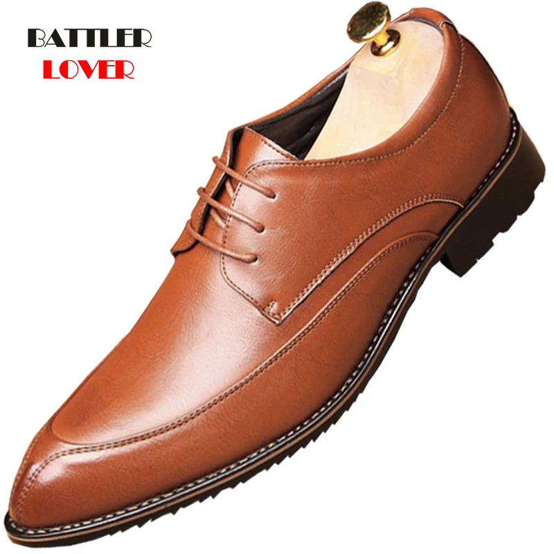 

Classic Men Business Dress Shoes Pointy Genuine Leather Formal Shoe for Male Party Wedding Footwear Hombre