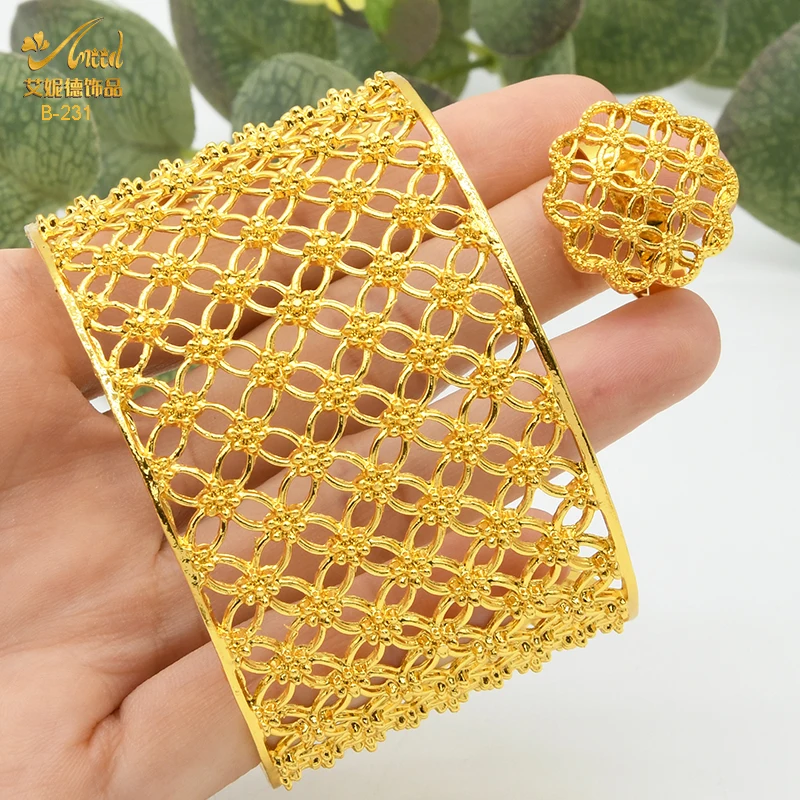 ANIID 2022, позолоченные браслеты из Дубая с кольцами для женщин, Африканский Арабский Браслет с подвесками, свадебные украшения, браслеты