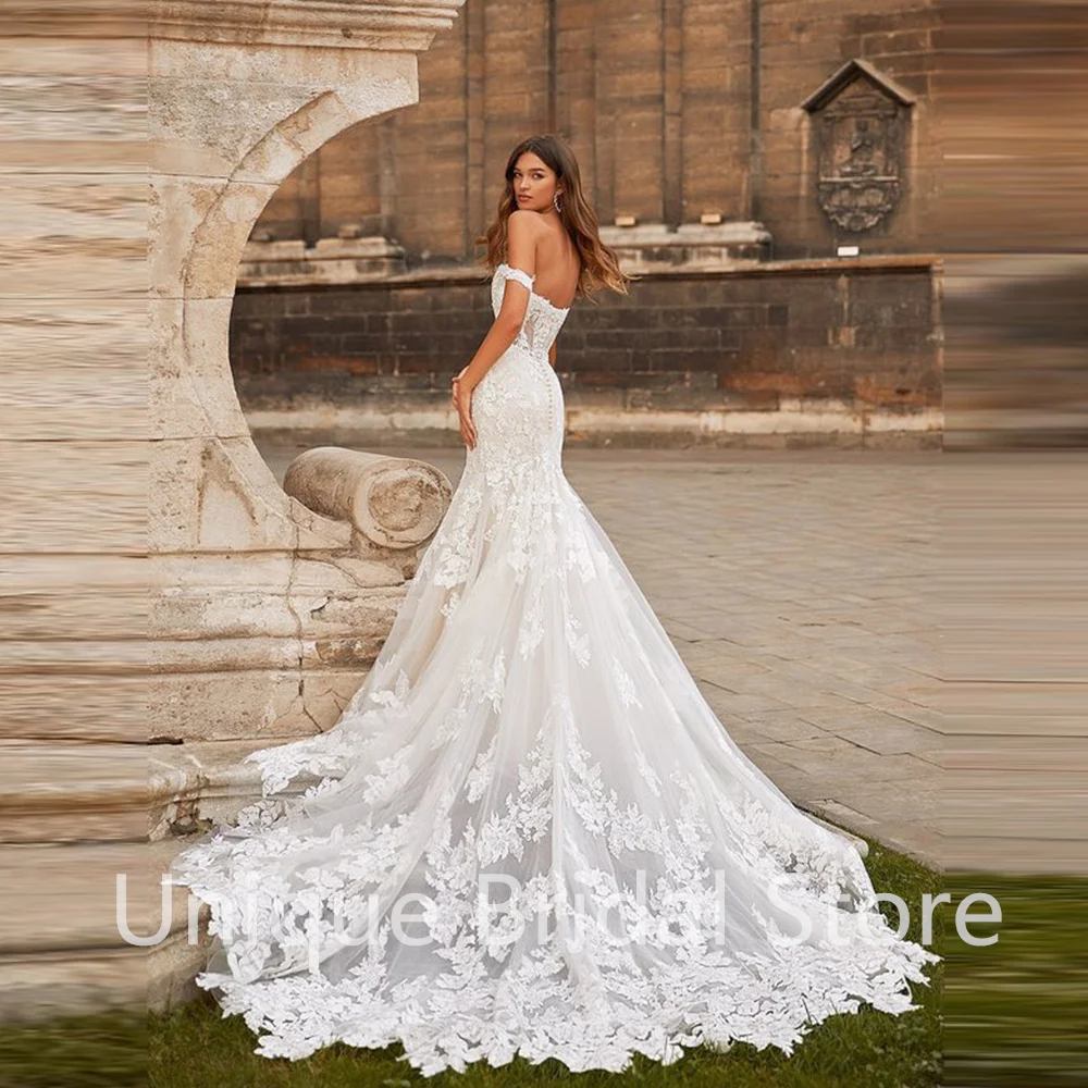 

Sexy Mermaid Wedding Dresses Sweetheart Off Shoulder Lace Back Out Appliqued Bridal Gowns 2021 Vestidos De Noivas