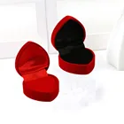 Шкатулка для колец, бархатная Подарочная коробка для колец в форме красного сердца, 1 шт.
