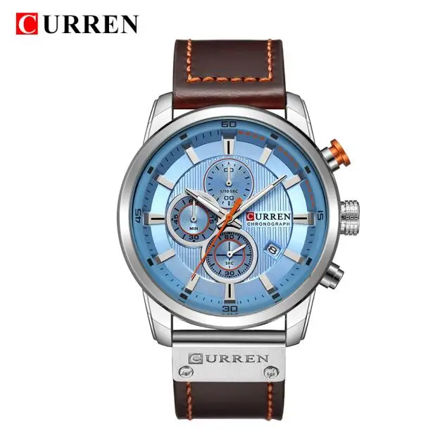 Серебристый CURREN 8291 роскошные брендовые мужские аналоговые цифровые кожаные спортивные часы мужские армейские военные часы мужские кварцевые часы Relogio Masculino - Цвет: Серебристый
