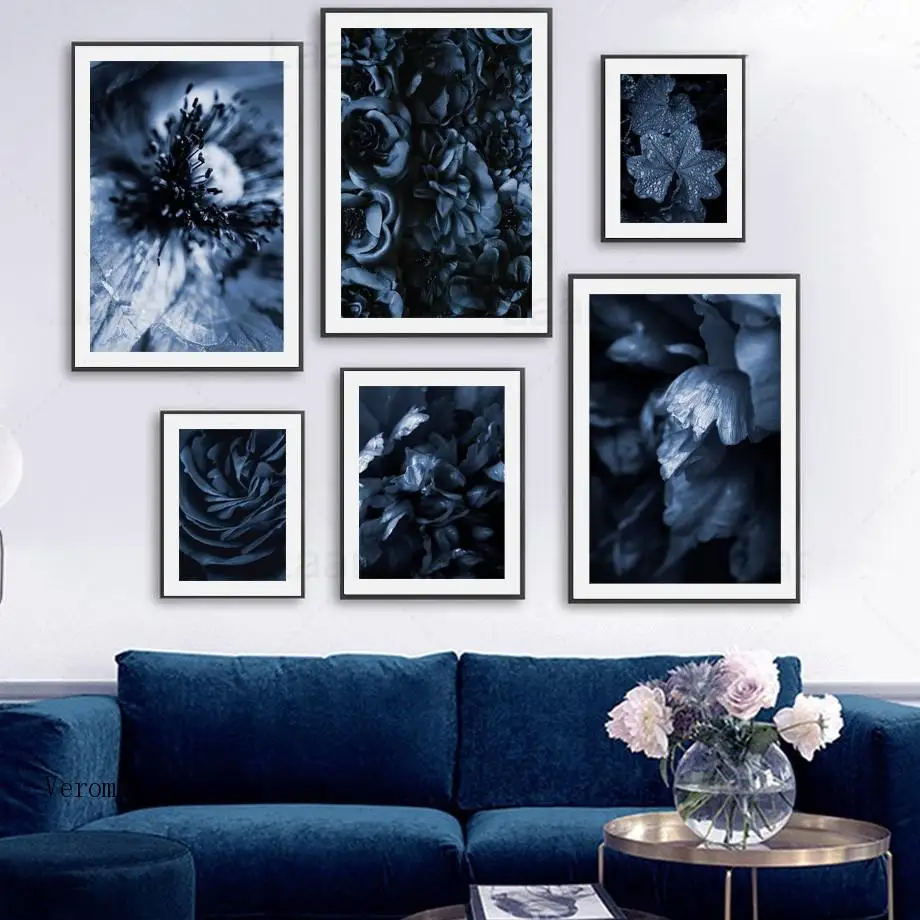 

Blue To Purple Flowers Leaves Canvas Painting Pictures Calming Blue Living Room Decoration Poster Home Decoration Wall Art