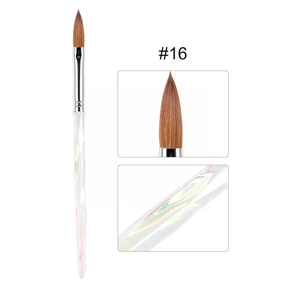 

1PC Crystal Acrylic Nail Art Brush No 8/10/12/14/16 Gel Pen Liquid Liquid DIY Nail Carving Glitter UV Handl Drawing Powder T8A3