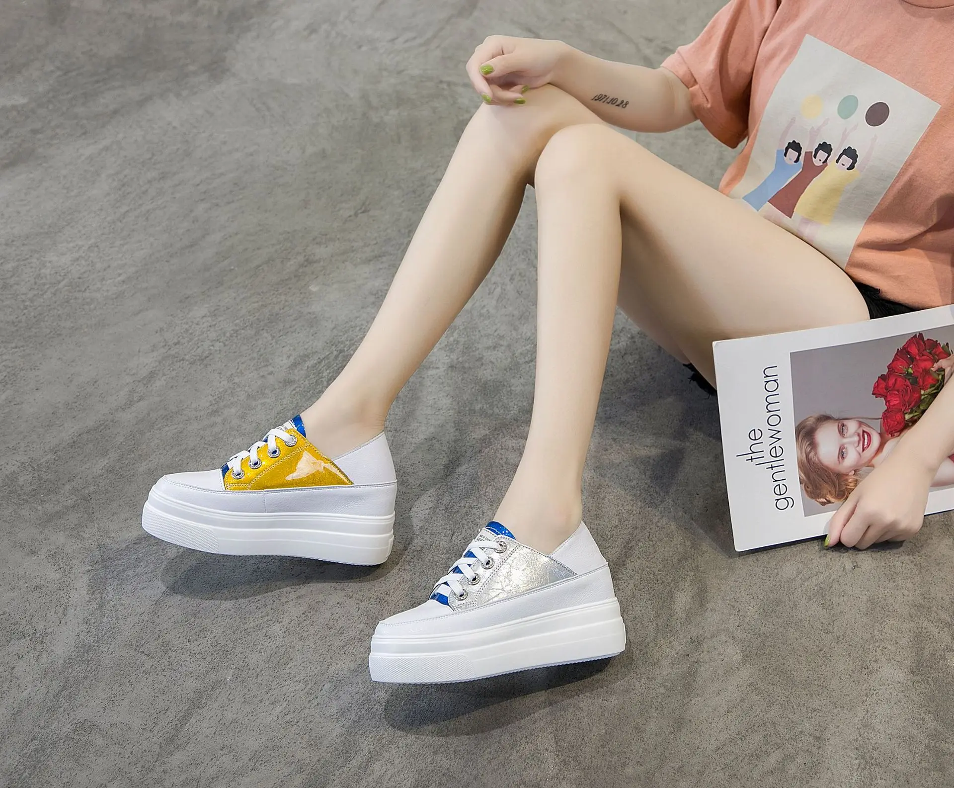 Кроссовки женские на платформе повседневная обувь для тренировок белые | Обувь
