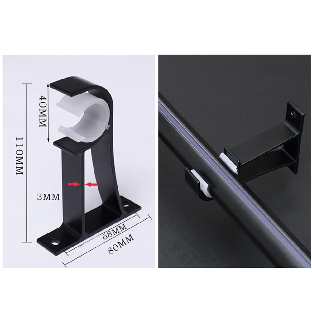 2Pcs Aluminum Alloy Single/Double Curtain Pole Bracket Drape Rod Track Holder 2019 | Дом и сад