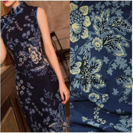 

Linen cheongsam fabric, vintage linen cotton and linen clothing fabric