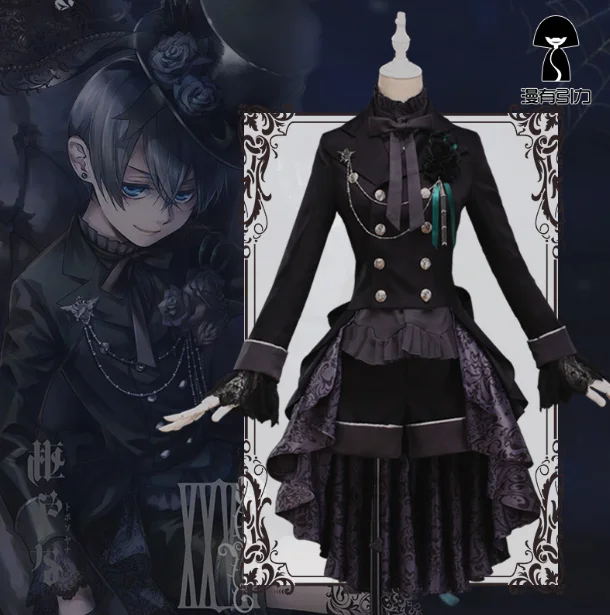 Для костюма черного дьякона Черный Дворецкий Ciel Phantomhive одежда для косплея костюм черный Мужской Ежедневный костюм одежда мужской костюм