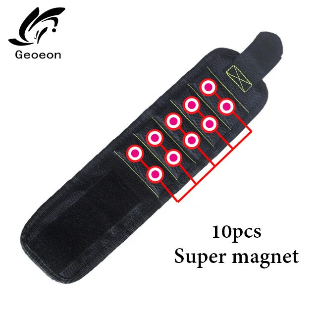 black Geoeon магнитный браслет сумка для инструментов 10 шт. сильные магниты ручной браслет для удержания молотка плоскогубцы винты D28 - Цвет: black
