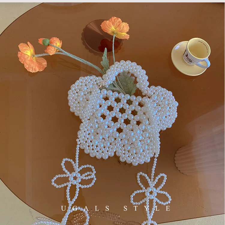 

Женская сумка-тоут с жемчугом, летняя Роскошная вечерняя сумка-тоут в стиле ретро, украшенная бусинами и цветами, 2021