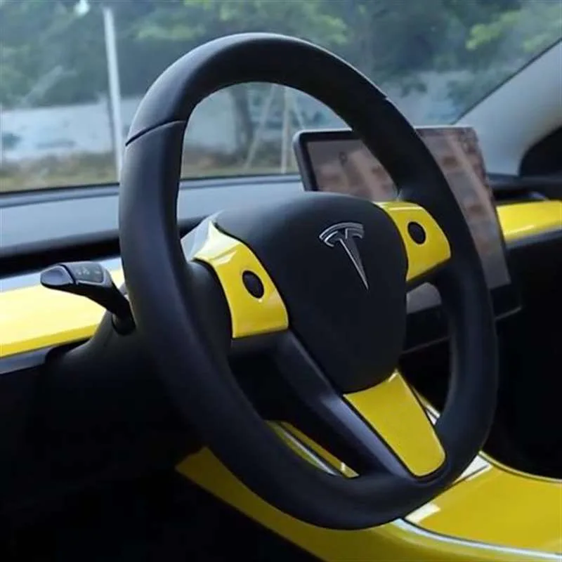 Великолепный желтый для Tesla Model 3 рулевая нашивка штурвал украшение интерьер