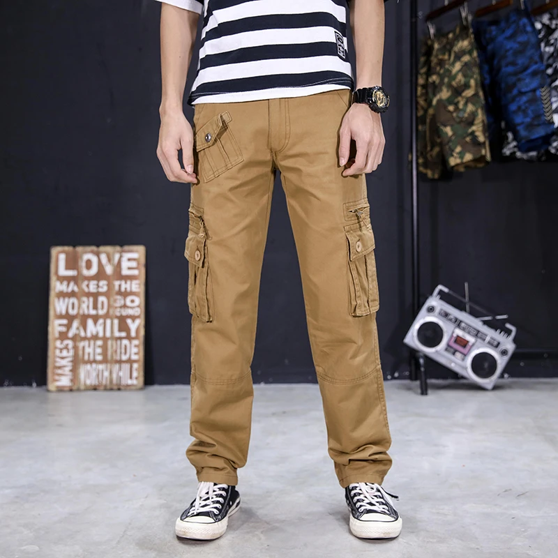 Брюки-карго мужские с несколькими карманами мешковатые Хлопковые Штаны на