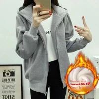 autumn winter hooded sweater sports leisure loose baseball jacket thickened warm and plush jacket women tops womens clothing