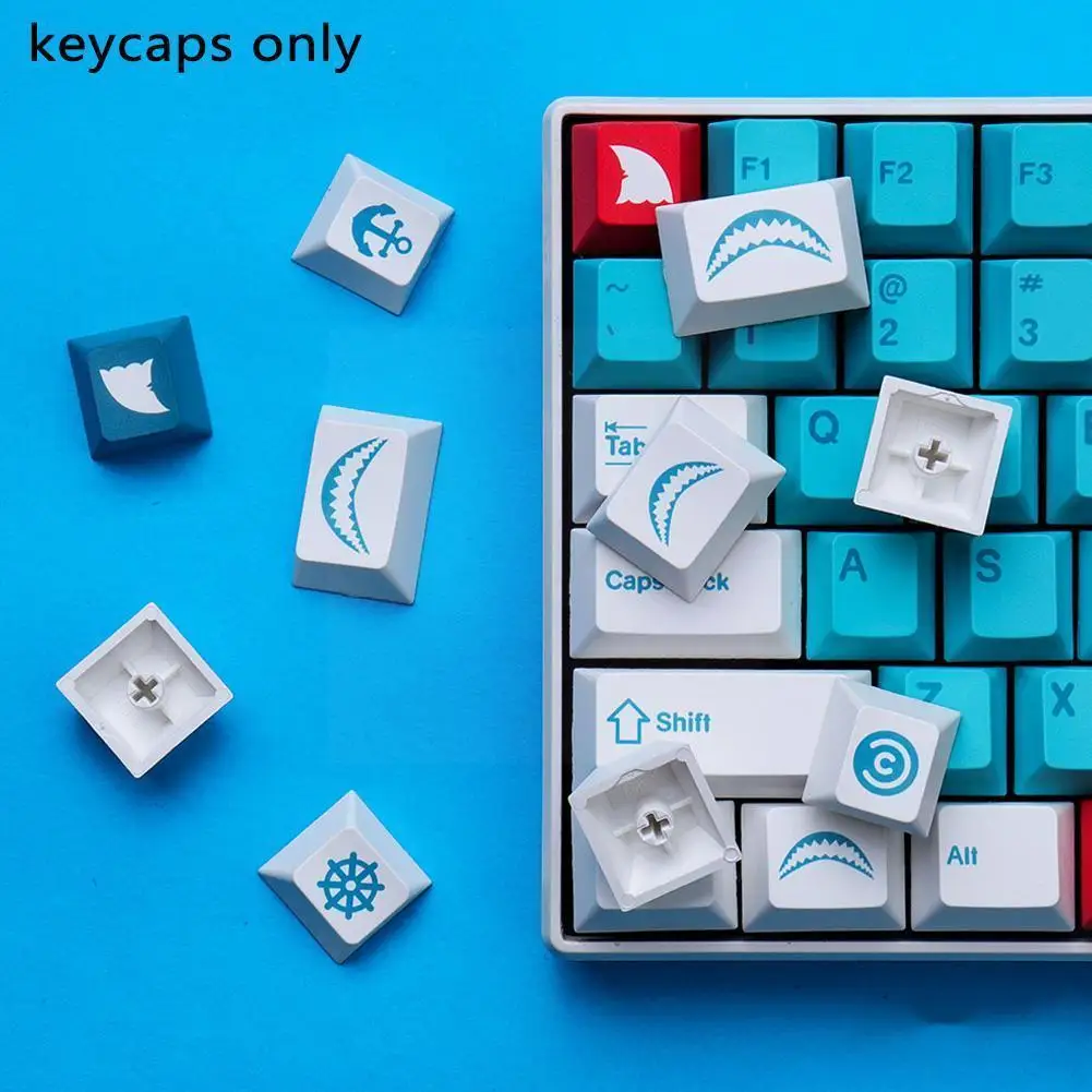 

142 Keys GMK Shark Keycaps Height Dye Sublimation BPT Keycaps For 61/64/68//78/84/87/96/104/108/980 Mechanical Keyboards L3H3