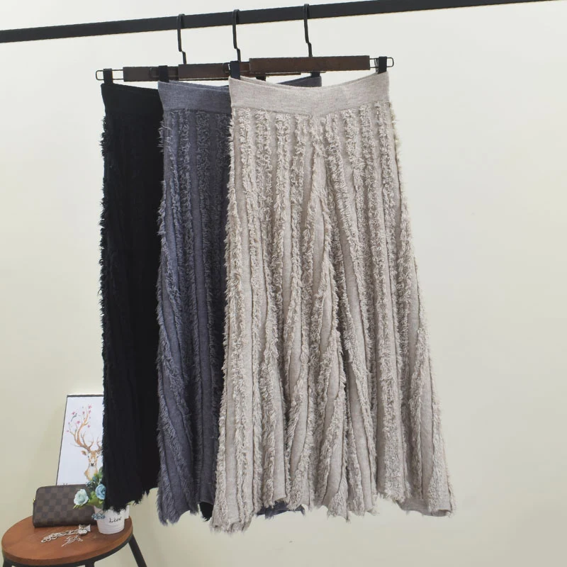 Женская трикотажная юбка макси винтажная длинная Плиссированная Юбка в стиле