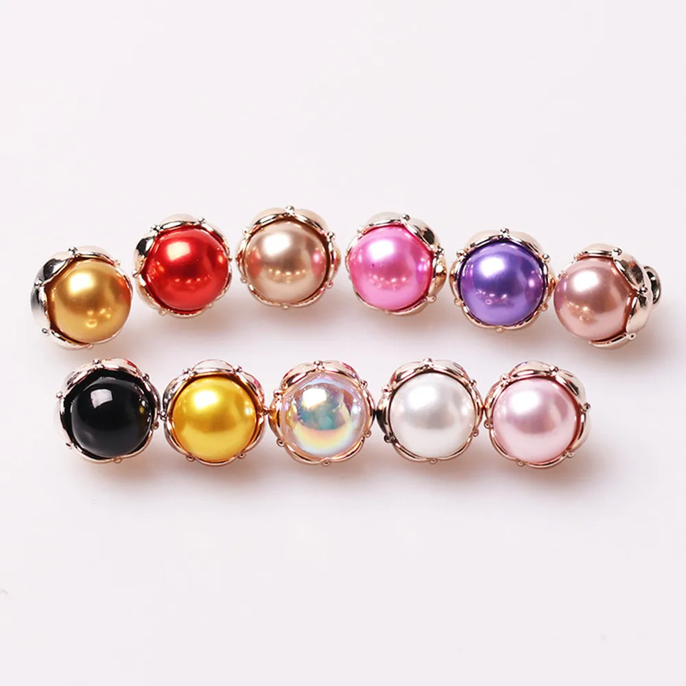 8 шт. цветные жемчужные пластиковые пуговицы металлическая задняя часть