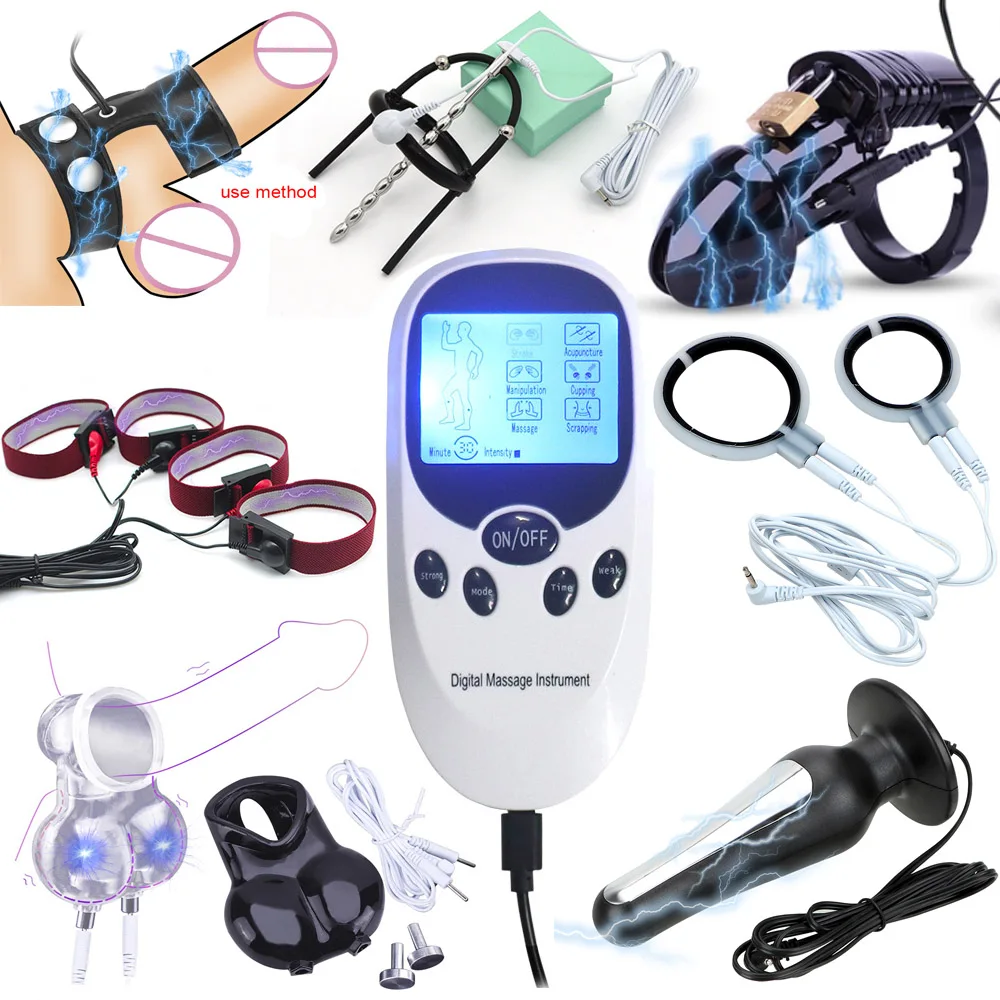 Зарядка через USB электрошок клетка мошонки рукавом электрический стимулятор