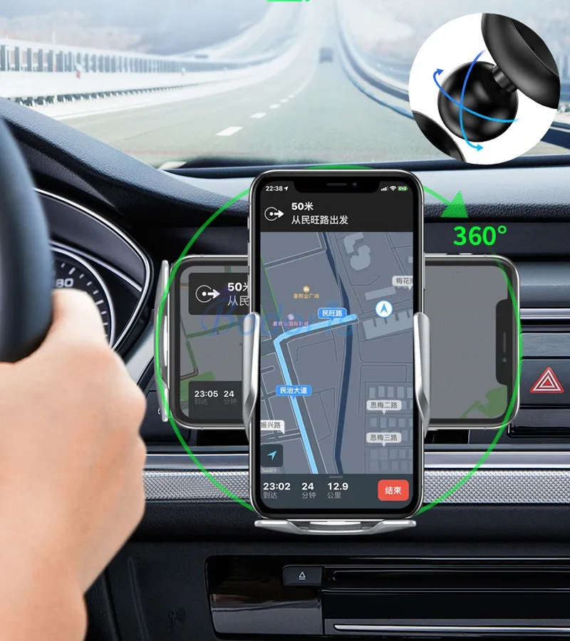 Автомобильное зарядное устройство 15 Вт для Porsche Cayenne 2011-2019 Qi с инфракрасным