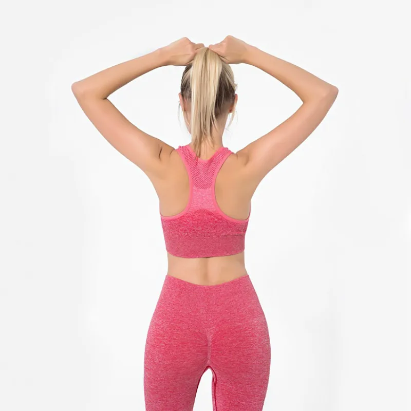 Red bra Peatacle, 2 шт., спортивные костюмы без рукавов для йоги, Женский комплект для тренажерного зала, одежда, бюстгальтер, леггинсы, для бега, фитнеса, бега, Femme, тренировки - Цвет: Red bra