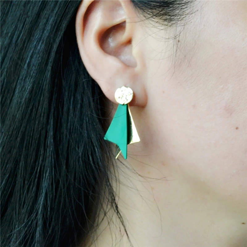 Висячие серьги для женщин Модная бижутерия аксессуары золотые зеленые