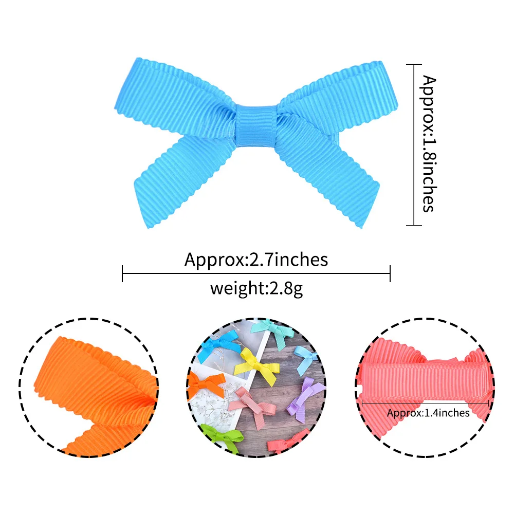 

60pc/lot New 1.8inch Girls Grosgrain Ribbon Hair Bows With Clip Baby Girls Solid Ribbon Bow Hairpins Hair Clips Kids Headwear