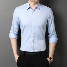 2021 spring autumn new men solid color long-sleeved shirt men's business casual shirts 1768