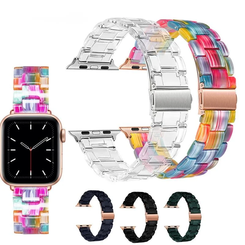 

High Quality Smart Watch With Transparent Resin Strap For Apple Watch6/5/4/3/2/1 38/40mm 42/44mm Replacement Bracelet Band