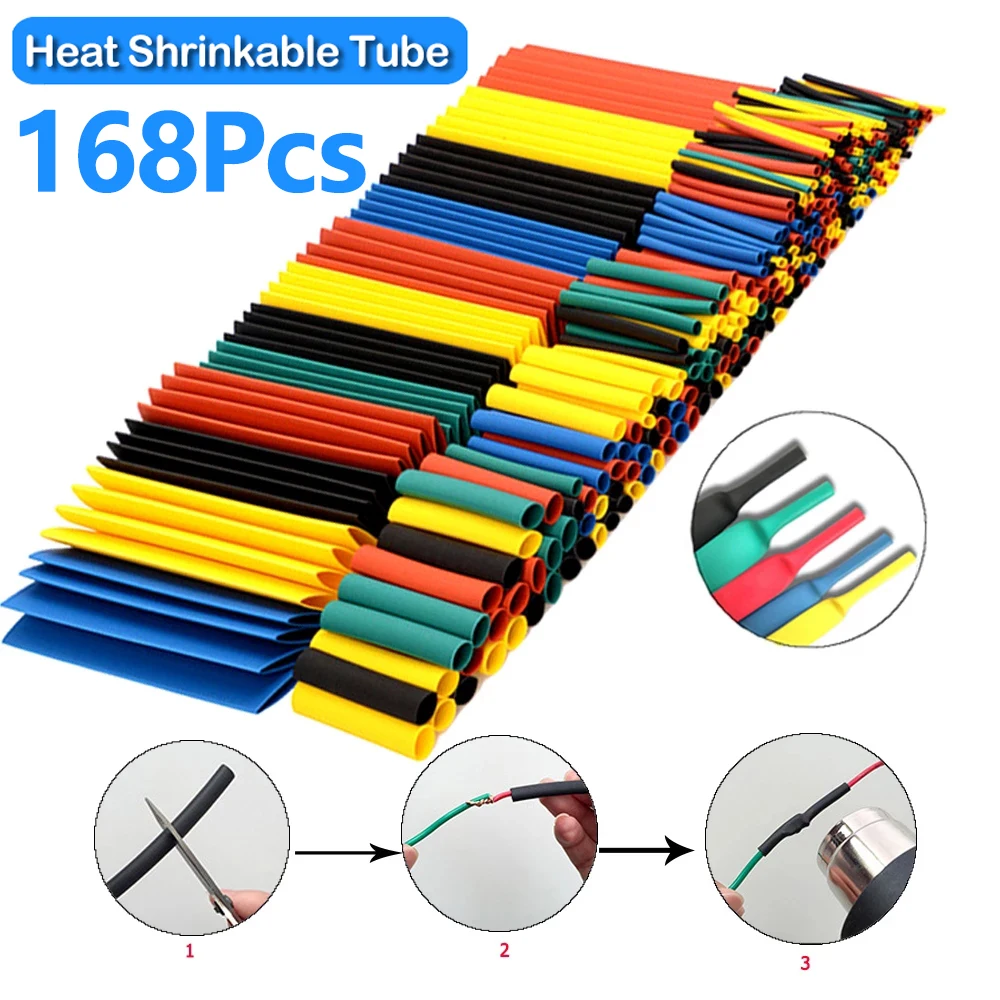 

168Pcs/Pack Thermoresistant Tube Heat Shrink Wrapping Kit Shrin Tubing Assorted Size Wire Cable Insulation Sleeving Cable Sleeve