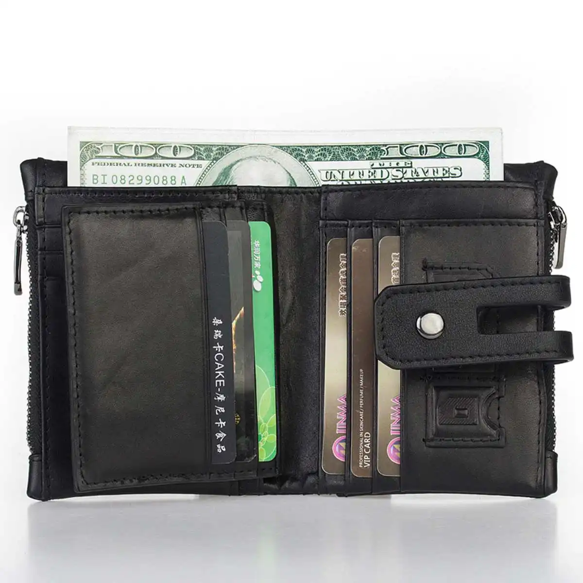 

Vintage Men's Short Wallet Men Genuine Leather Clutch Wallets Purses First Layer Real Leather Multi-Card Bit Retro Card Holder
