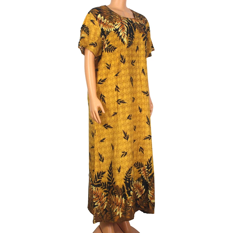 2020 Fashion Summer Modern African Dresses For Women Gold 100% Cotton Floral Print Elegant Mama Maxi Dress With Scarf | Тематическая