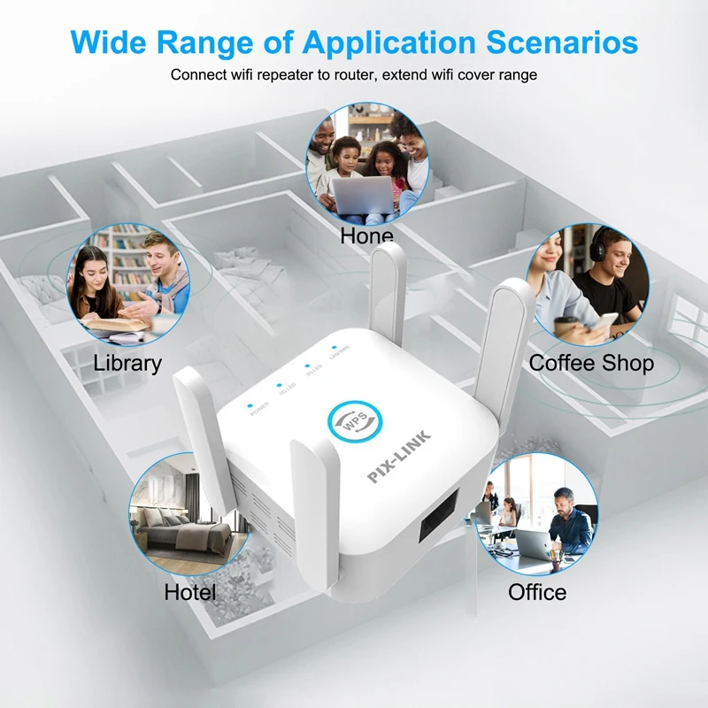 

PIX-LINK 1200M Dual Frequency Wireless Signal Extension Amplifier WiFi Repeater Scope of Application Broadband Router