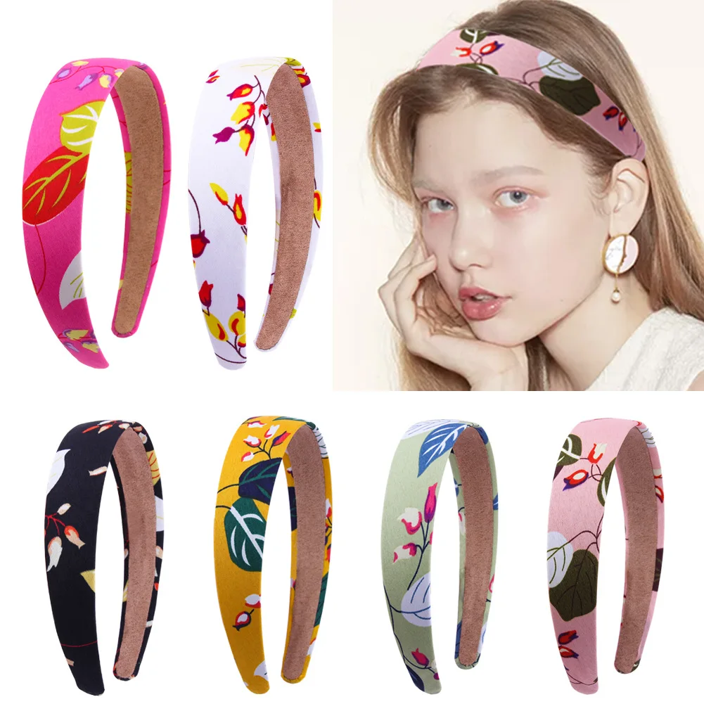 

1pc 3cm Flower Satin Hair Bands Anti-slip Ribbon Covered Head Band for Gilrs Elastic DIY Wide Headband Hair Accessories