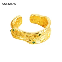 ccfjoyas emerald mini zircon irregular charm resizable rings adjustable women fashion fine jewelry crystal rock punk jewelry