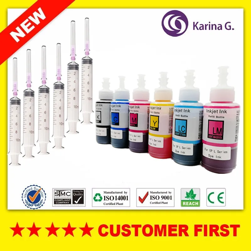 

Refill Dye Ink For Epson T6741 T6741-T6746 Suit for Epson L801 L810 L850 L1800 etc.