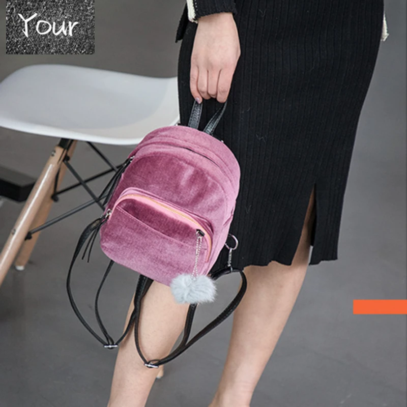 

Women Backpack Preppy Style School Bags Soft Fabric Travel Backpack Corduroy Bookbag For Teenage Girls Solid Small Backpack