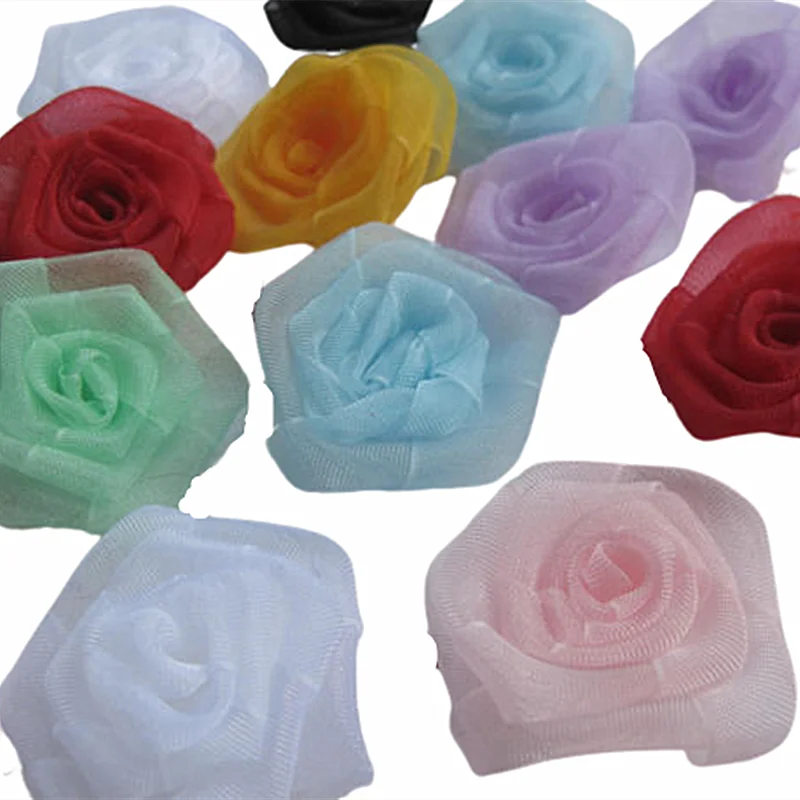 

Upick 10 pcs Organza Flowers Rose Appliques Crafts Wedding Sewing Decorations
