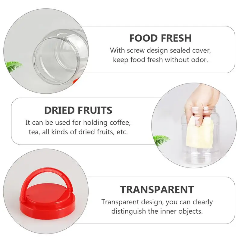 

4Pcs Clear Tea Sealed Containers Home Plastic Storage Jars Food Cans (1000ML)