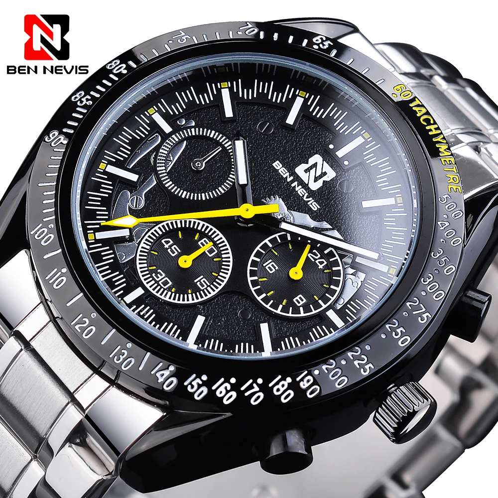 BEN NEVIS-reloj analógico de cuarzo para hombre, accesorio de pulsera resistente al agua con Cronos, complemento Masculino deportivo de marca de lujo con diseño militar, disponible en color negro