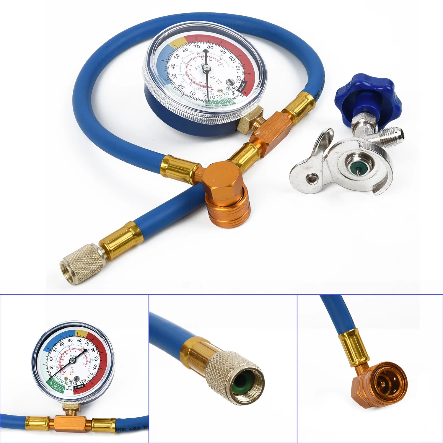 

R134A R12 Hose Gas Gauge Car Air Conditioning Refrigerant Measuring Gas Gauge Equipment 23.6 inches 1/2" Hose