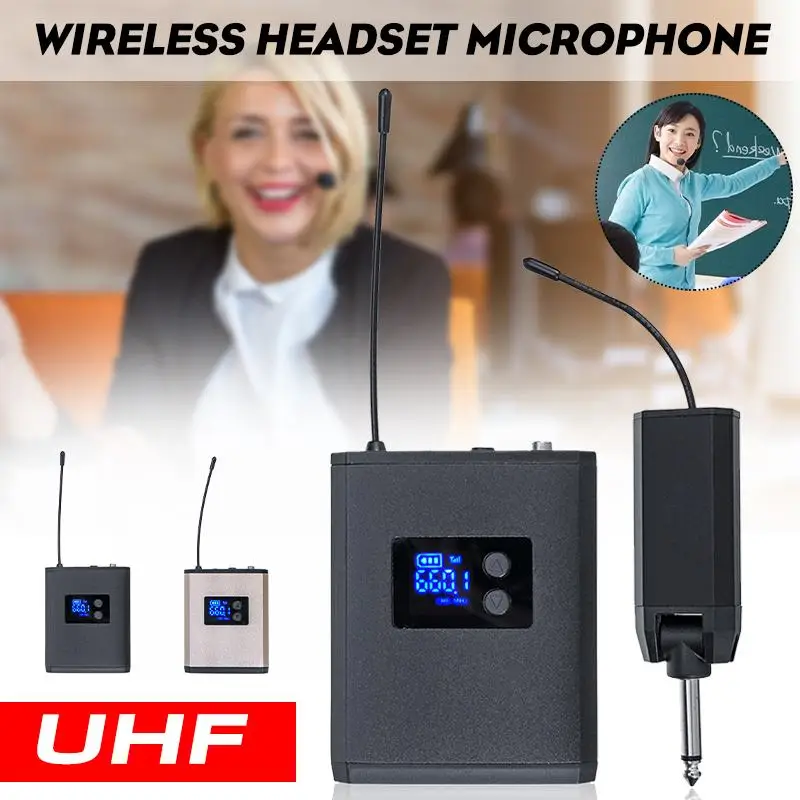 

Беспроводной микрофон UHF, громкоговоритель, гарнитура/петличный микрофон с лацканами, система с передатчиком, приемником для преподавания, ...