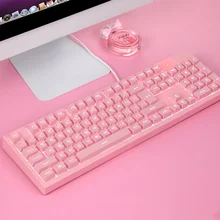 Pink Gaming Keyboard Wired USB LED Backlight 104 Keycaps Keyboard for Laptop PC Gamer