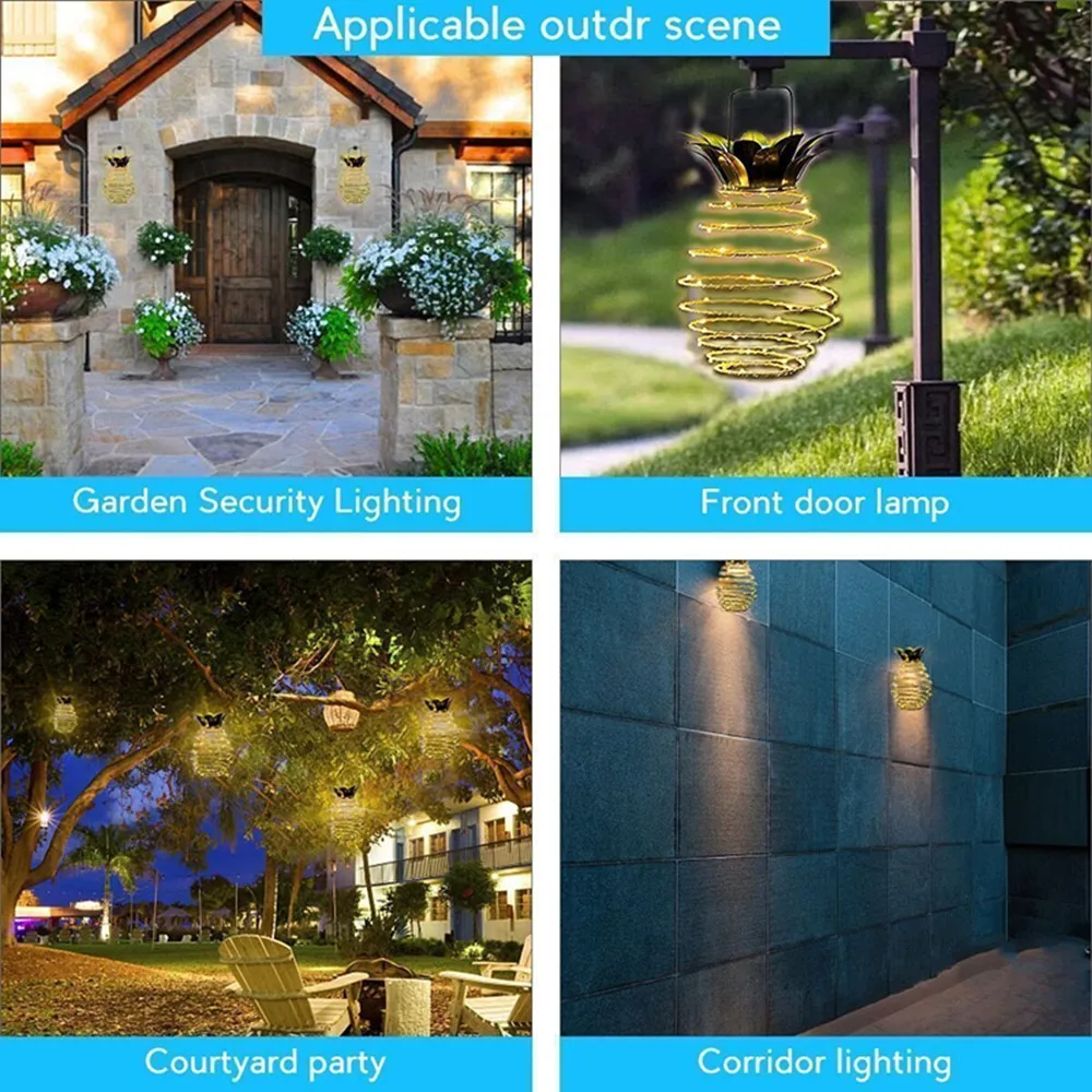 

Portable Solar Pineapple Light Outdoor Garden Lamp Energy Street Lantern Balcony Sunlight Landscape Yard