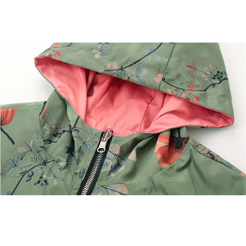 

Two Sided Jacket Top Women 021 Spring Autumn Plus Size 4XL Blue Green Black Loose Temperament Fashion Printing Hooded Coat GH69