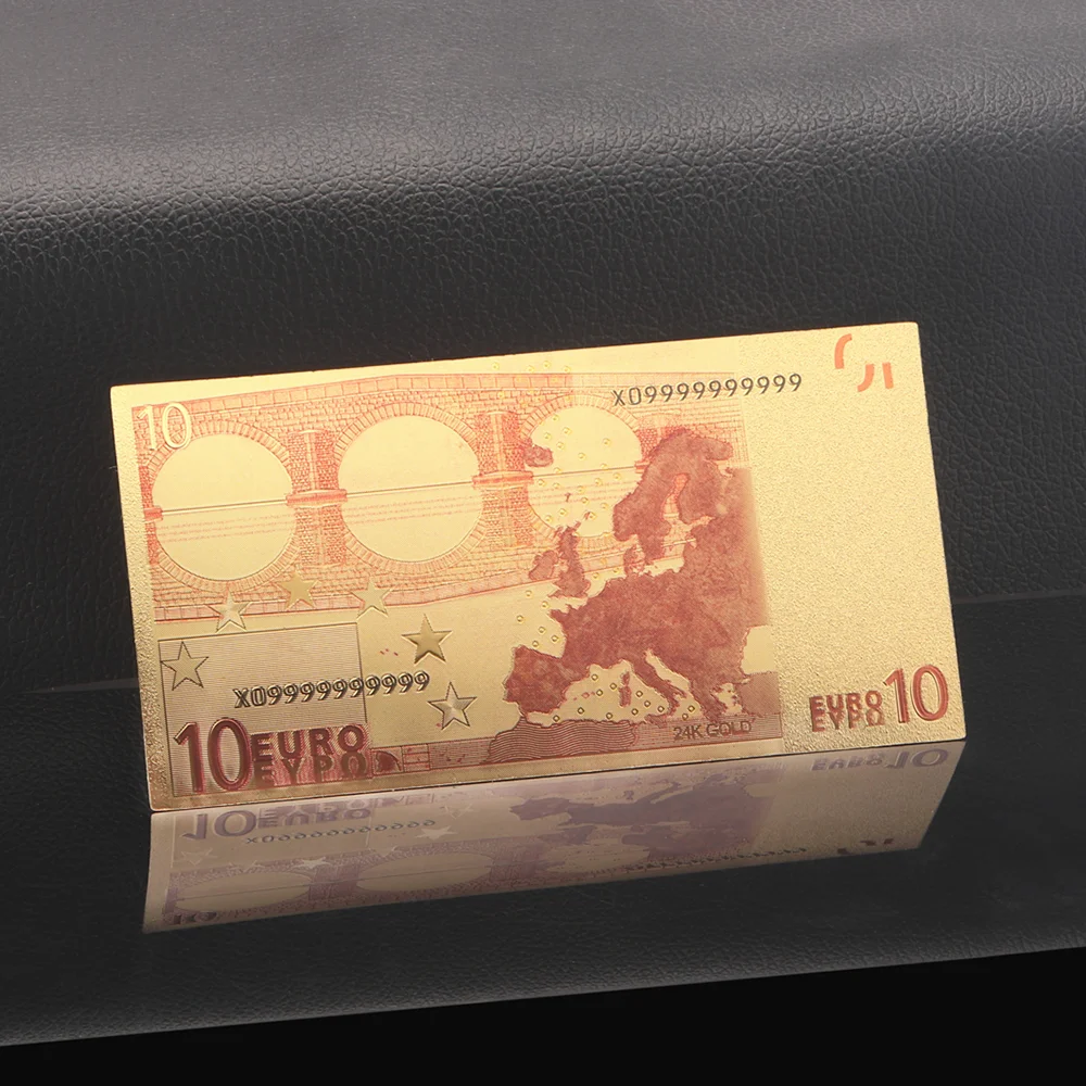 Коллекционная памятная монета евро 10 старая банкнота позолоченная 24 каратным