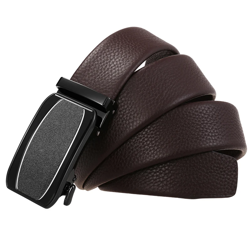 

Men's Simple Automatic Buckle Belt Texture Lychee Pattern First Layer Cowhide Belt Business Office All-Match Belt ceinture homme