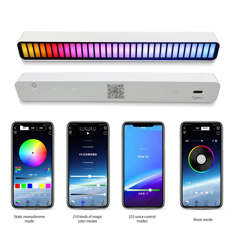 

2021 LED Strip Light Sound Control Rhythm Light Music Atmosphere Lamp Pickup RGB Colorful Tube USB Lamp Ambient Light Universal
