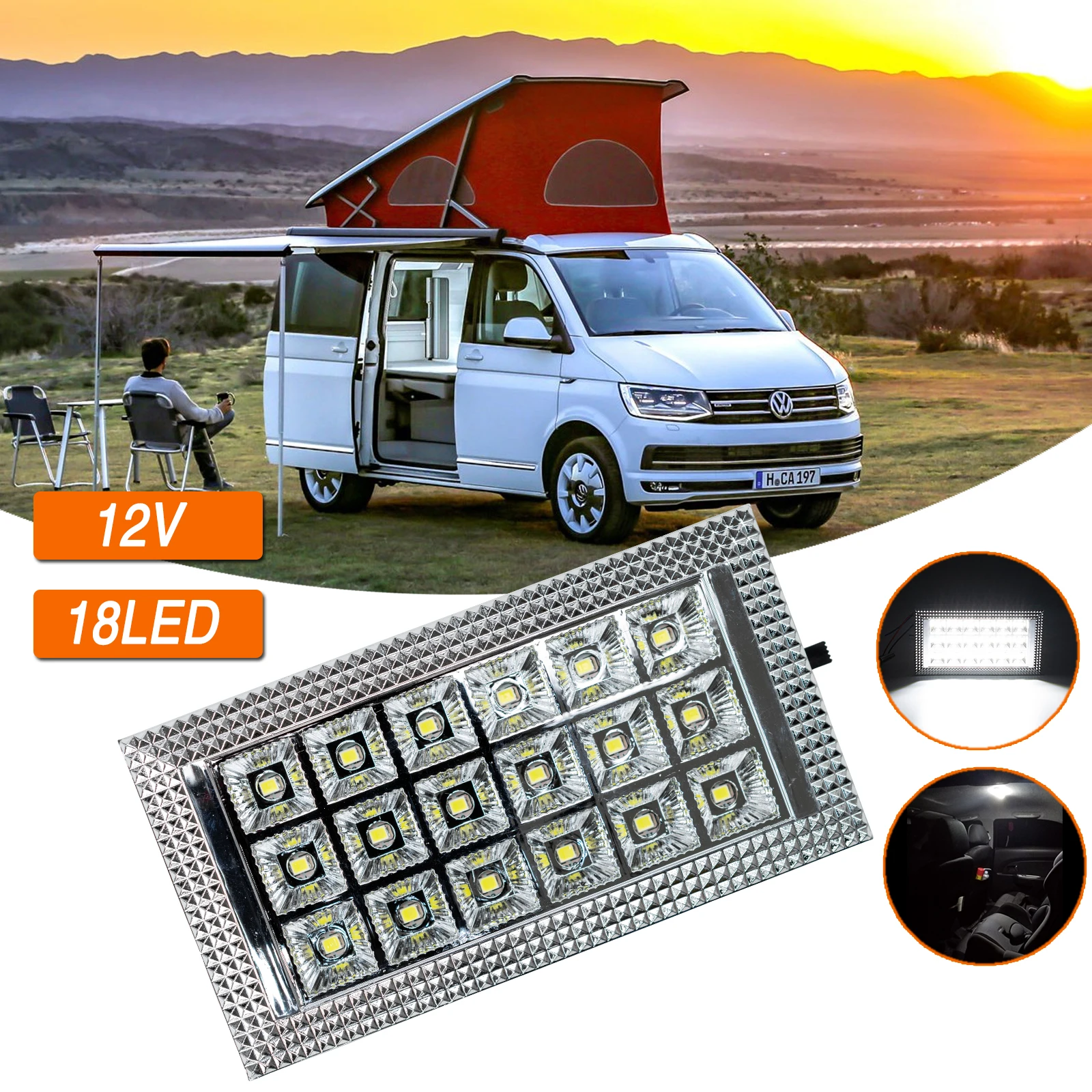 

White Auto Roof Dome Light Ceiling Reading Interior Cabin LED With Switch Blinker Pickup Truck Caravan Boat Motorhome Trailer RV