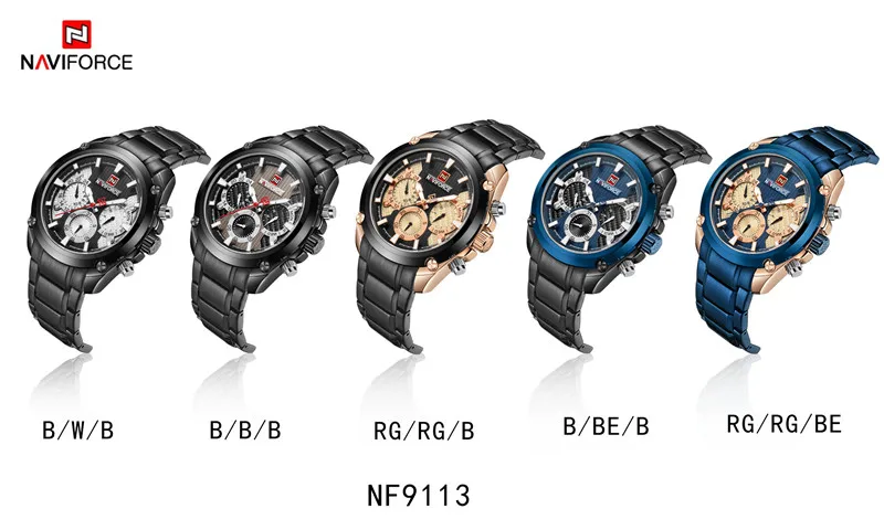 NAVIFORCE мужские наручные часы модные спортивные мужские часы лучший бренд класса люкс военные армейские деловые кварцевые мужские часы из нержавеющей стали 9113
