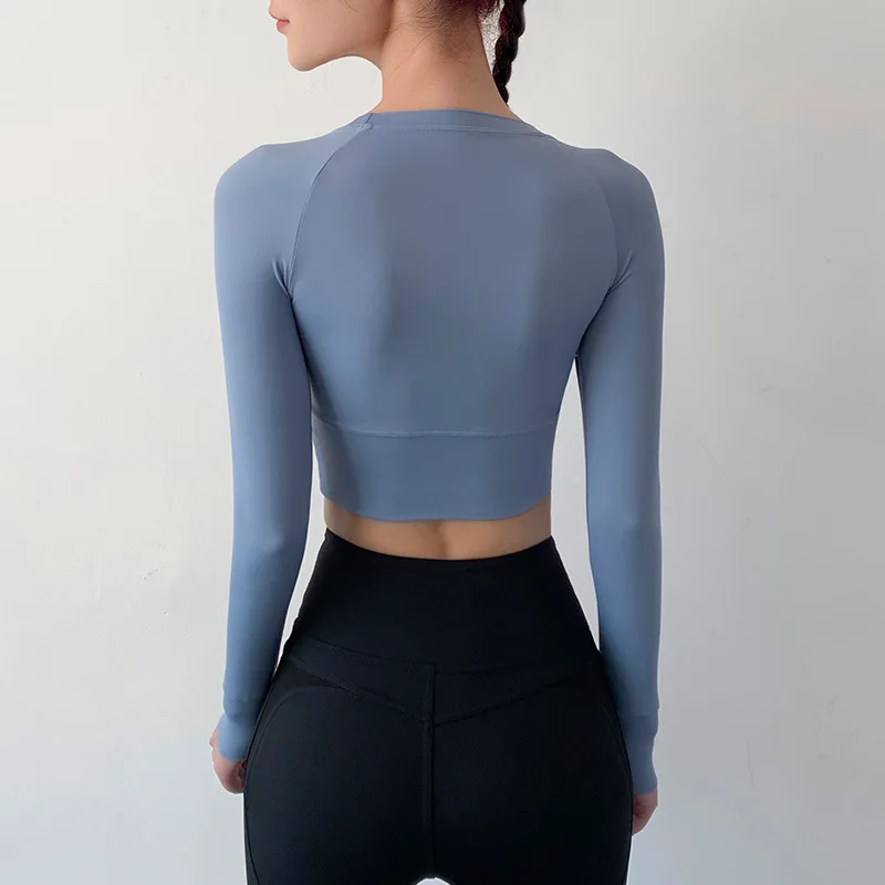 Сексуальная рубашка для йоги топ с открытым пупком спортивный Женская