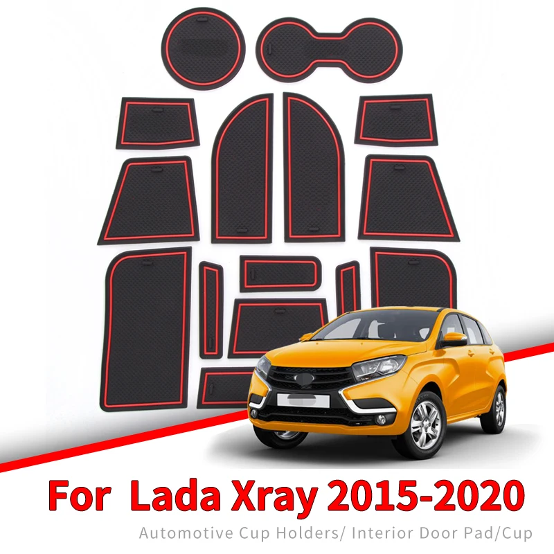 

Автомобильный затворный слот, циновка чашки для Lada X-Ray аксессуары Противоскользящие коврики нескользящая резиновая подставка коврик автом...